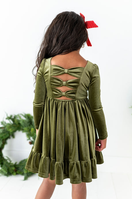 Sage | Velvet Bow Back Dress