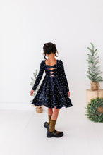 Load image into Gallery viewer, Black Dottie | Velvet Bow Back Dress