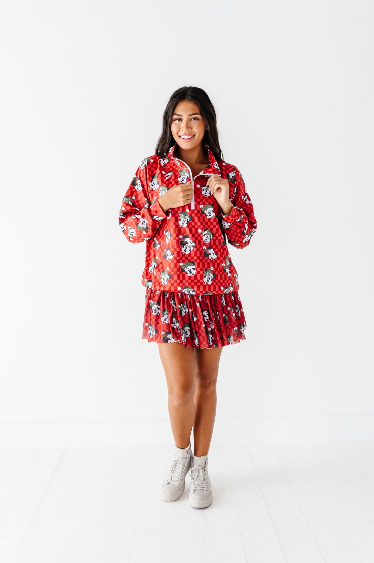 Minnie's Holly Check | ADULT 1/4th ZIP