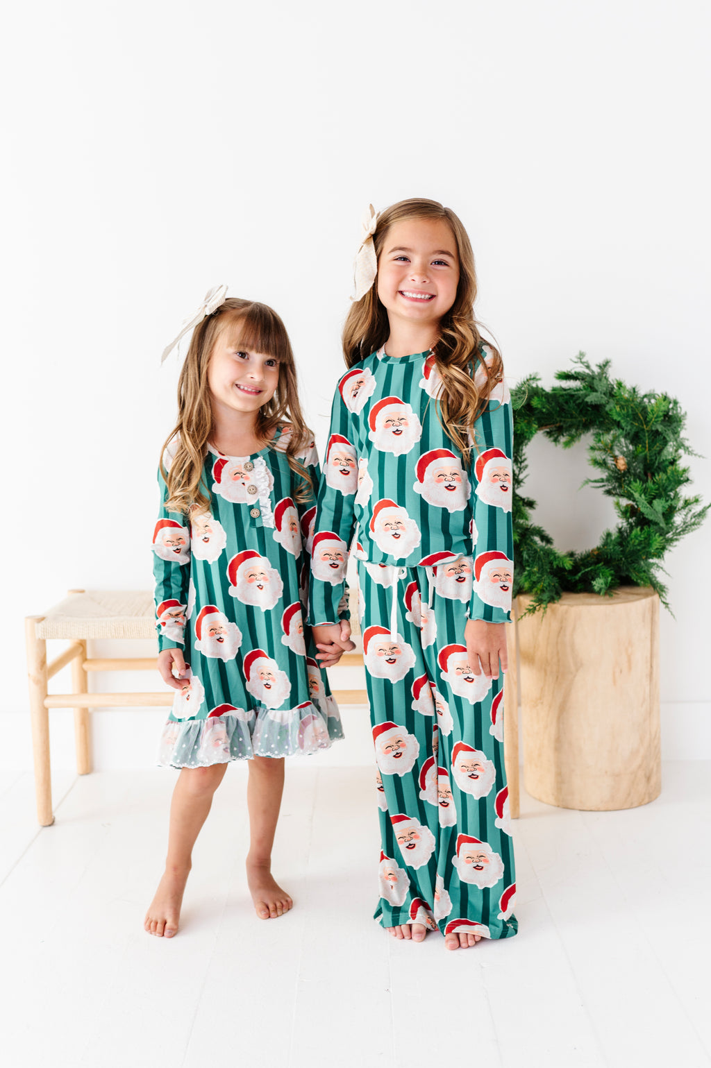GREEN Santa Stripes | GIRLS 2-Piece SET