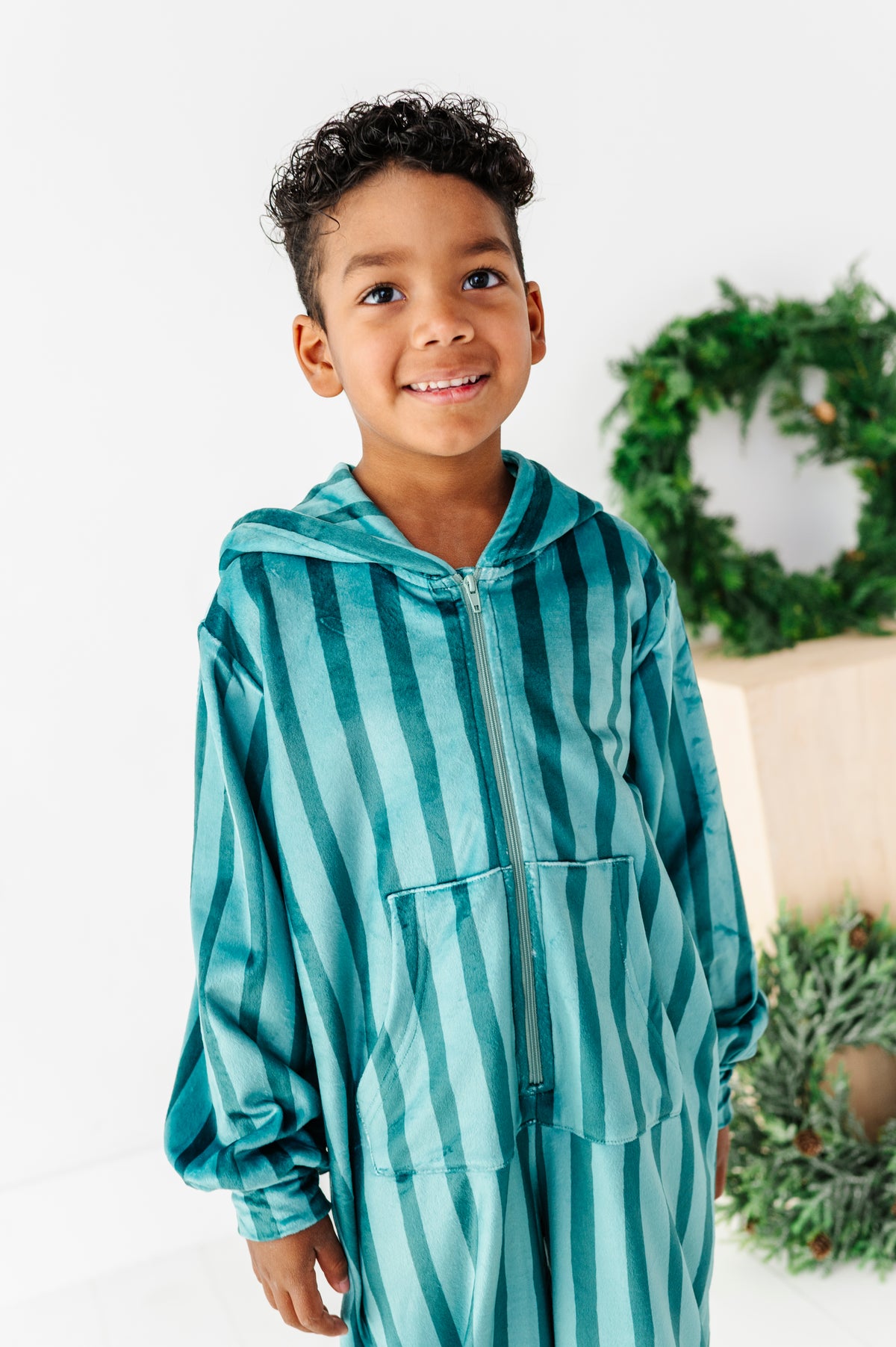 Evergreen Stripes | MINKY One-Piece Zip