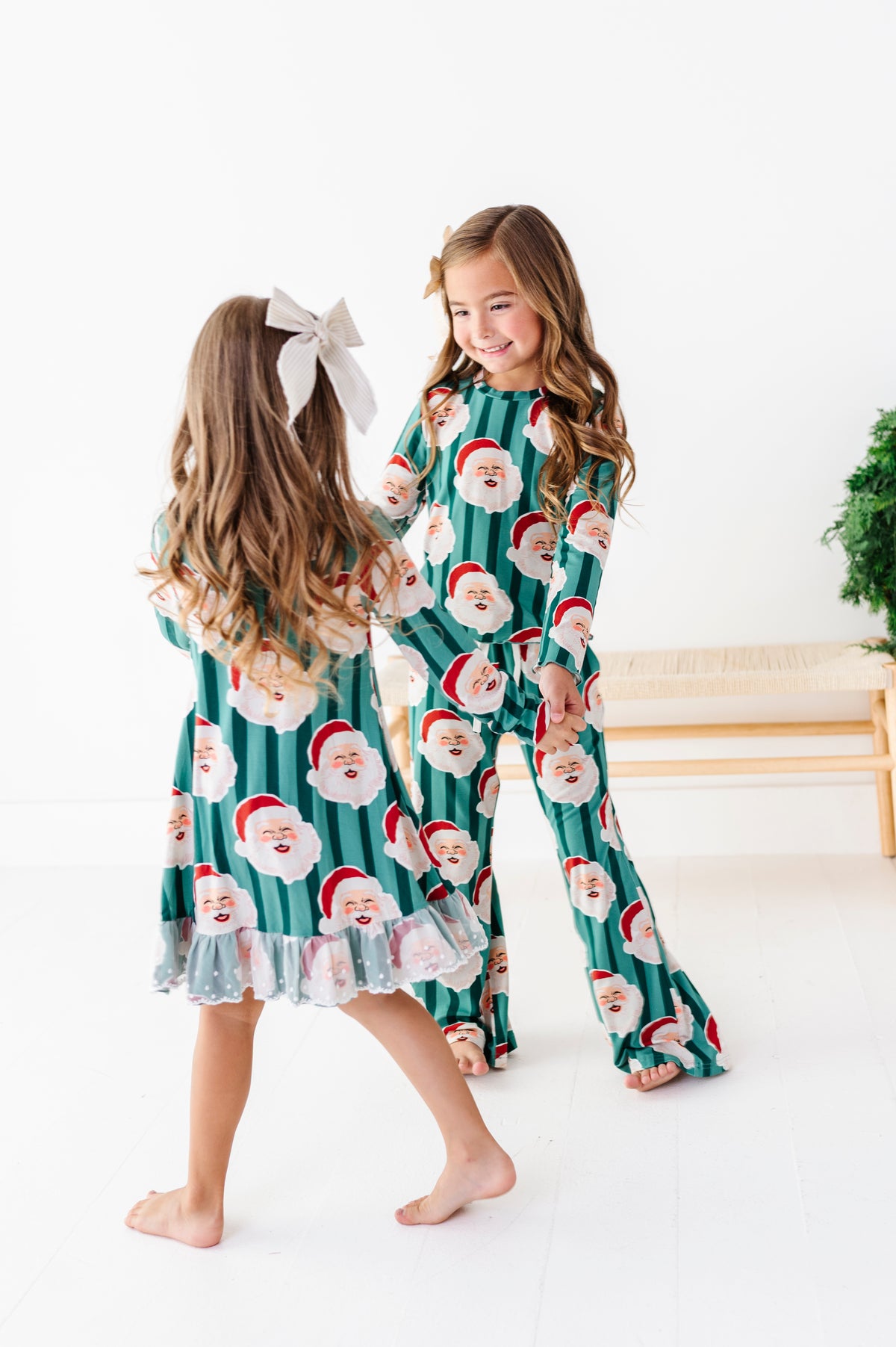 GREEN Santa Stripes | GIRLS 2-Piece SET