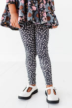 Load image into Gallery viewer, BLACK DOTTIE | Slim Ruffle Leggings (6/12 + 2T ONLY left)