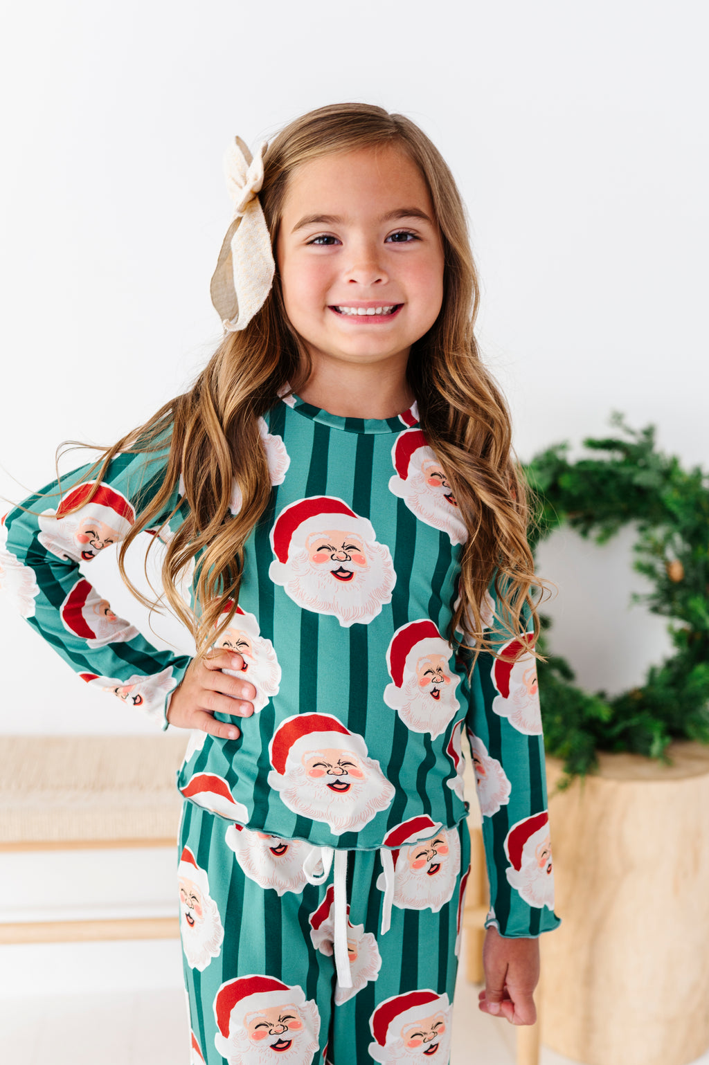 GREEN Santa Stripes | GIRLS 2-Piece SET