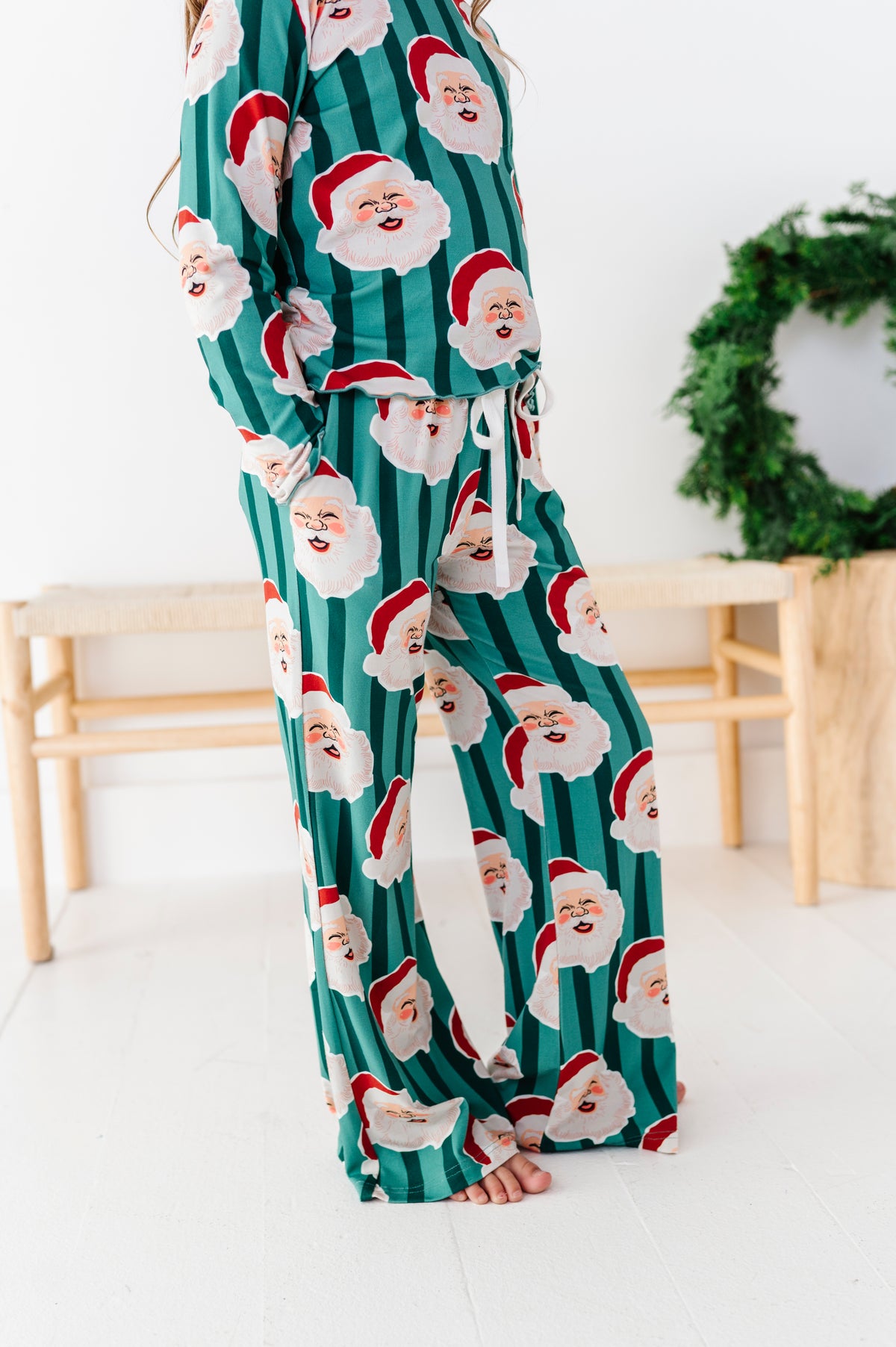 GREEN Santa Stripes | GIRLS 2-Piece SET