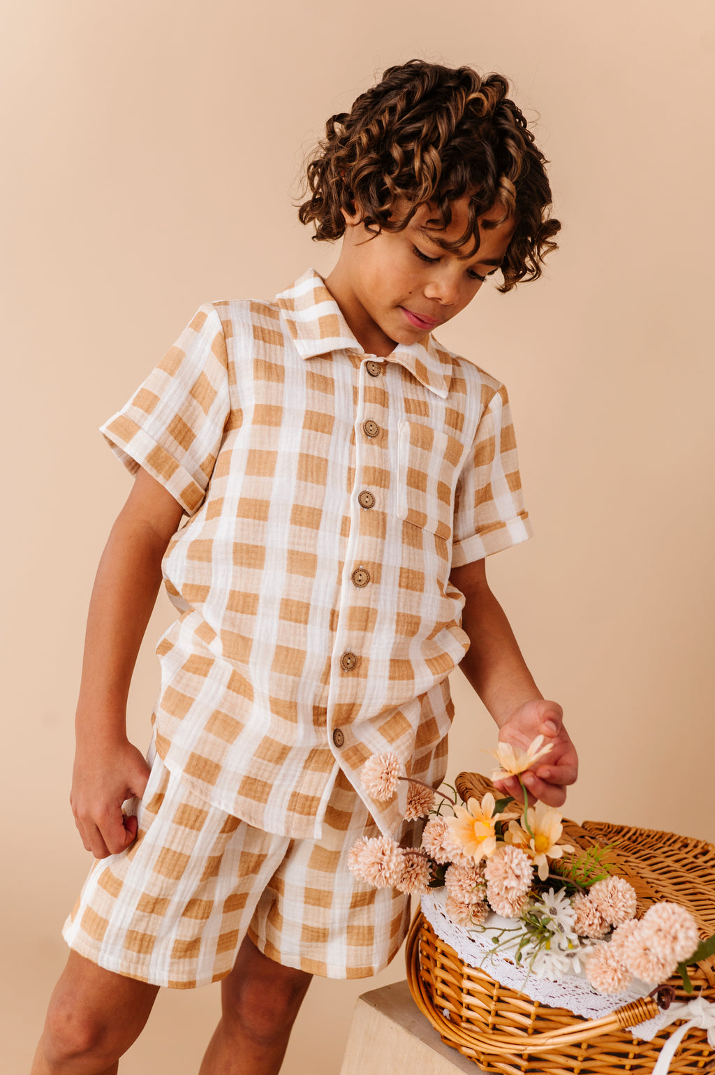 Honey Gingham | BOYS LINEN SET