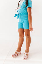 Load image into Gallery viewer, Capri Blue | RIBBED BIKER SHORTS