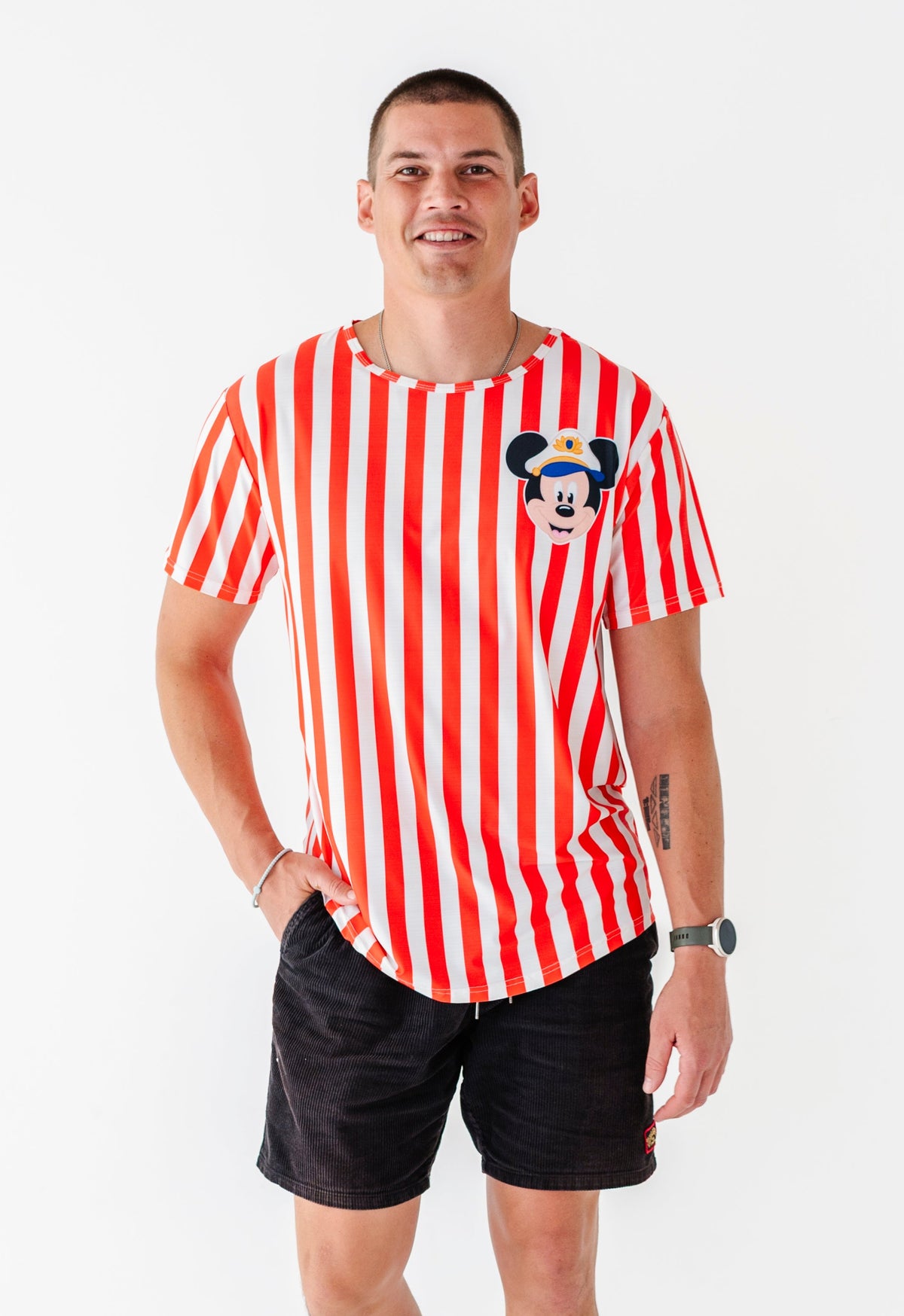 Mickey Pocket (RED STRIPES) | ADULT TEE