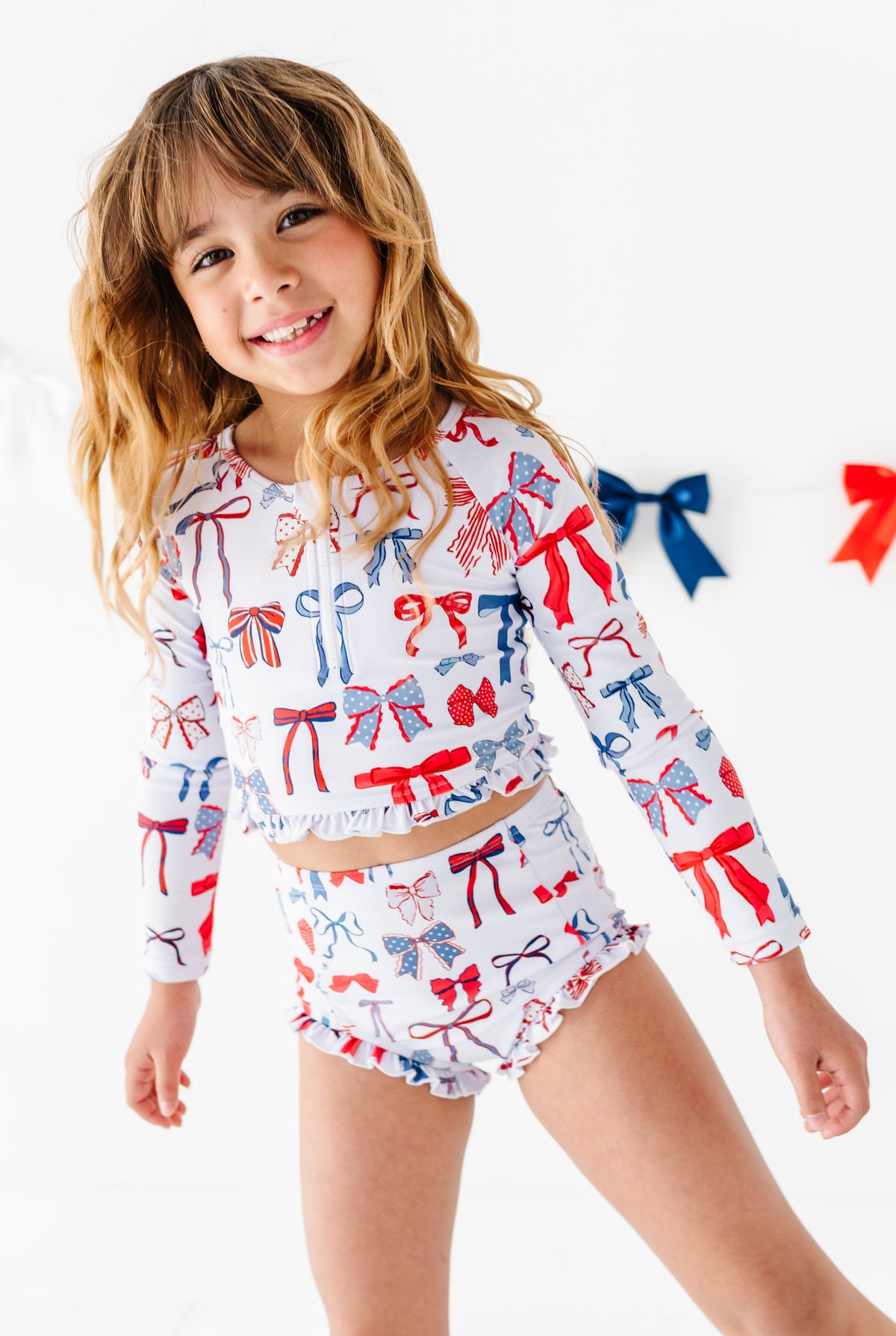 American Girl Bows | 1/4th Zip Rashguard 2-Piece