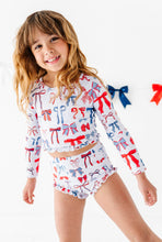 Load image into Gallery viewer, American Girl Bows | 1/4th Zip Rashguard 2-Piece