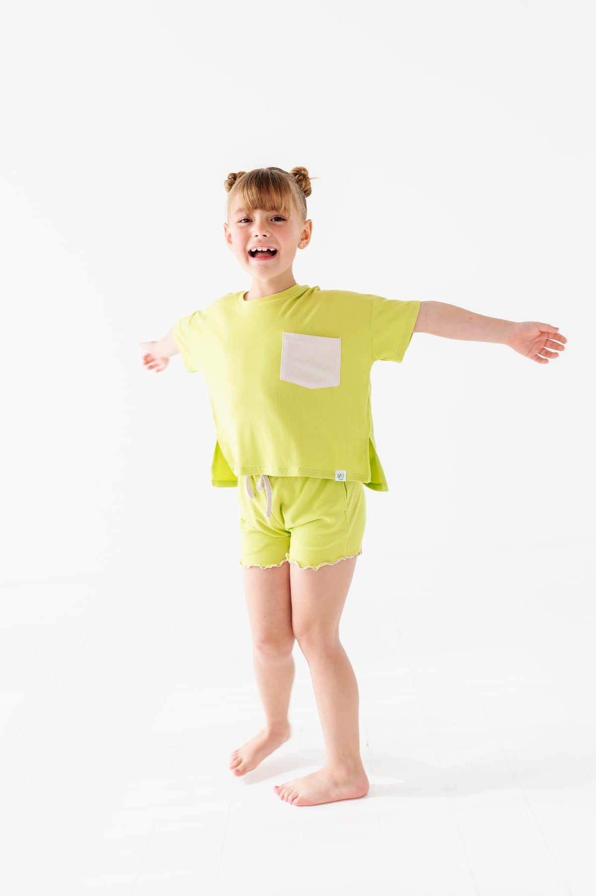 Lime Wedge | Boxy Crop + Shorts RIB Set