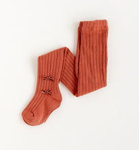 Load image into Gallery viewer, PUMPKIN | Ribbed Mini Velvet Bow Tights
