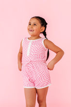 Load image into Gallery viewer, Bubblegum Wave Check | TERRY TANK ROMPER