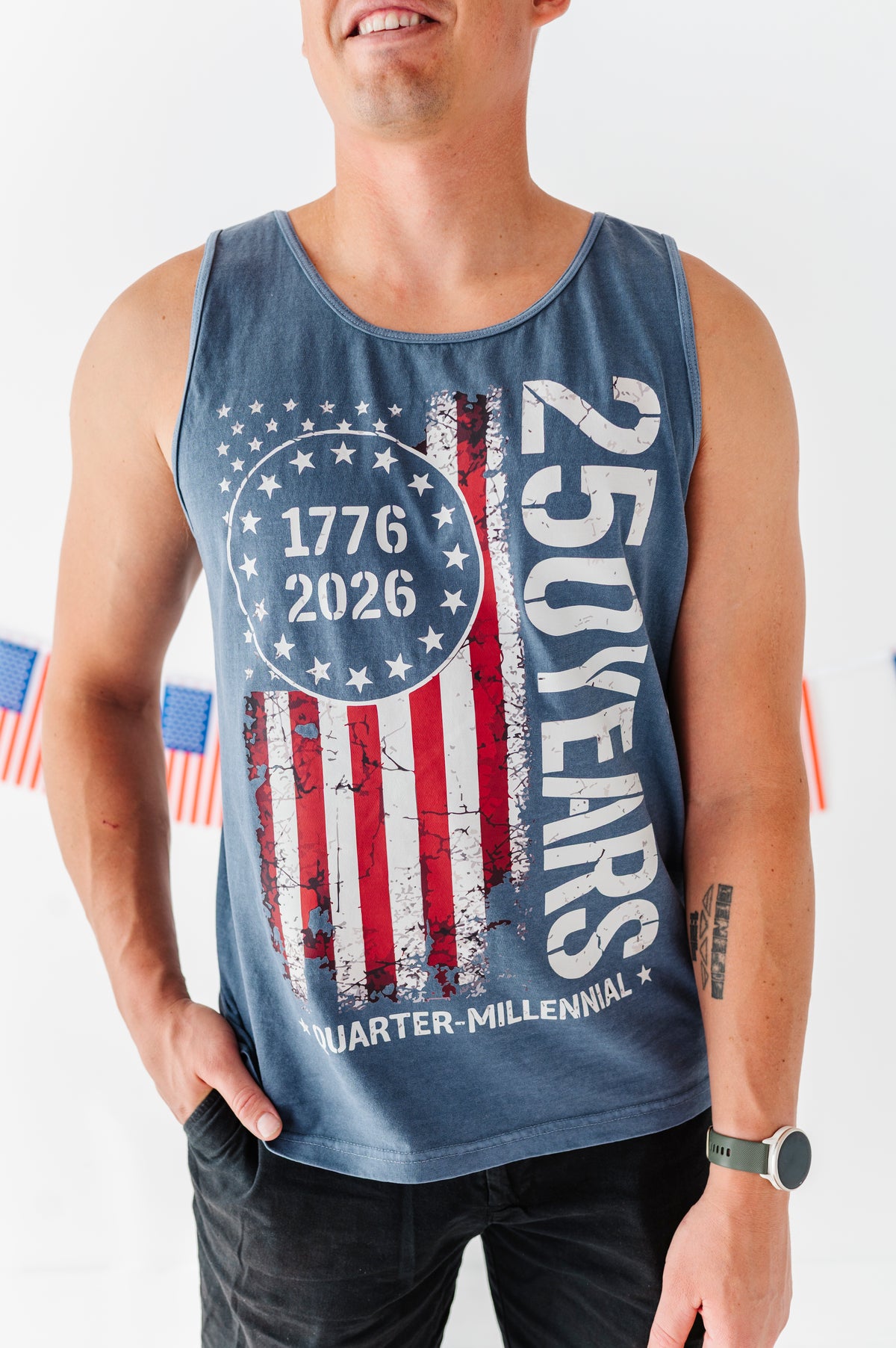 250 Year Flag | ADULT TANK (navy)