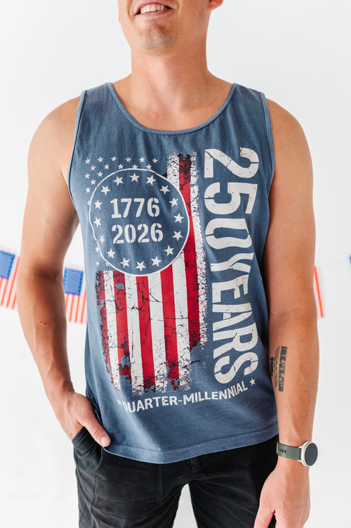 250 Year Flag | ADULT TANK (navy)