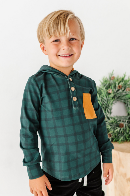 Pine Plaid | HOODED HENLEY