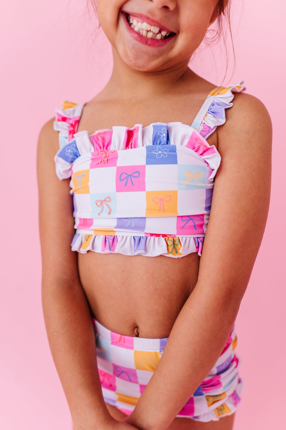 Confetti Check Bows | BANDEAU RUFFLE 2-PIECE
