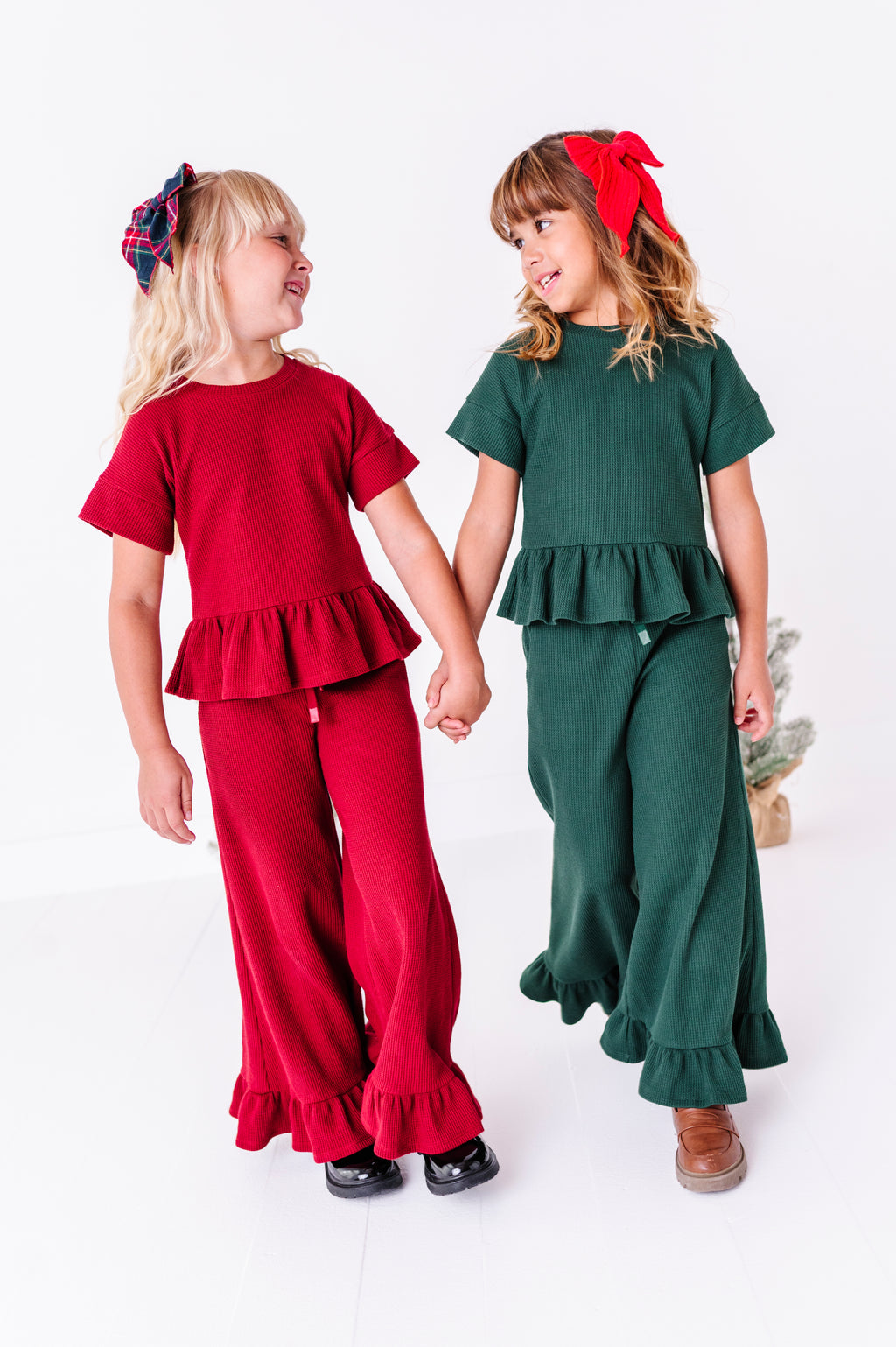 Hunter Green | Waffle Ruffle Set