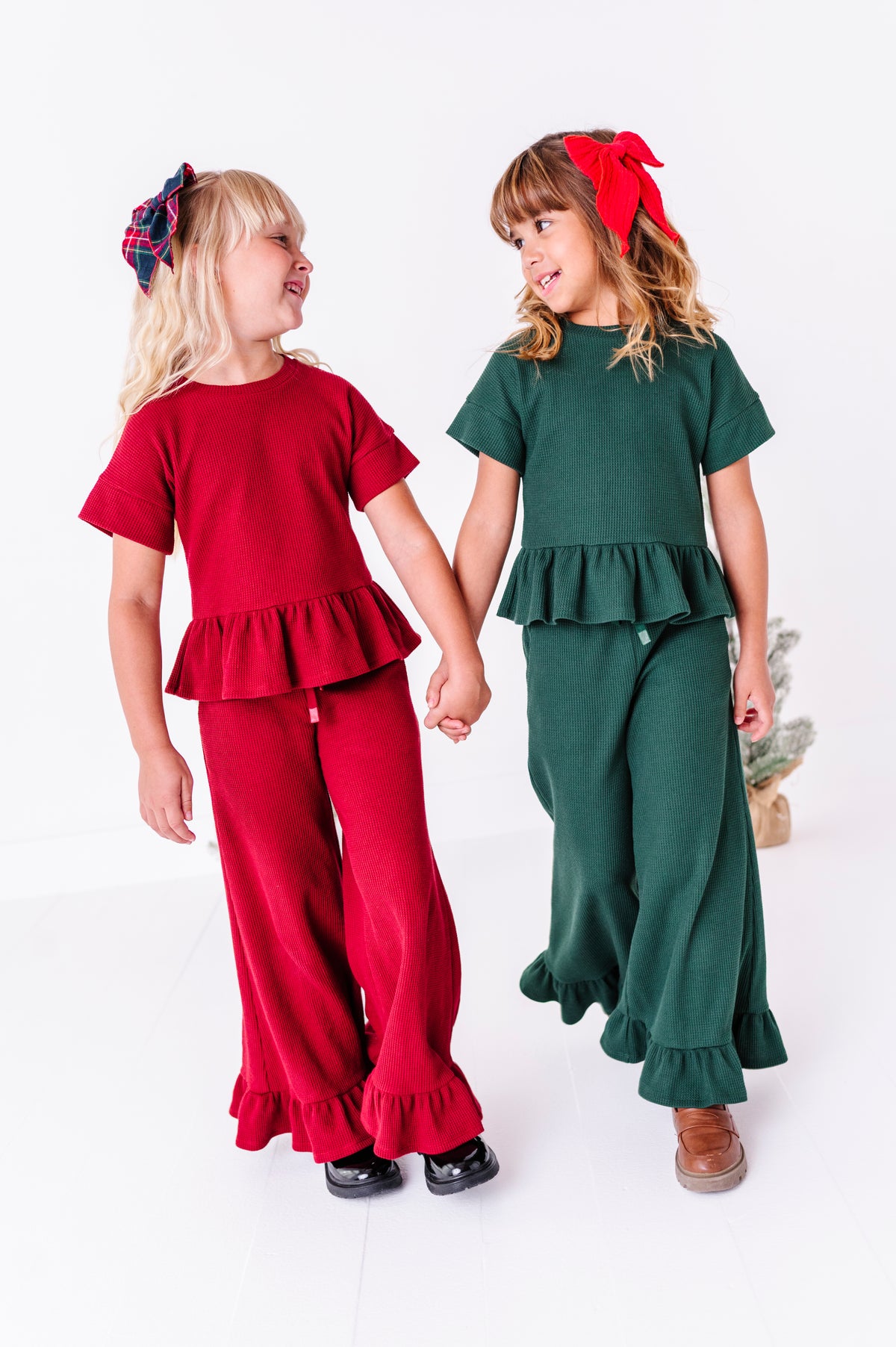 Hunter Green | Waffle Ruffle Set
