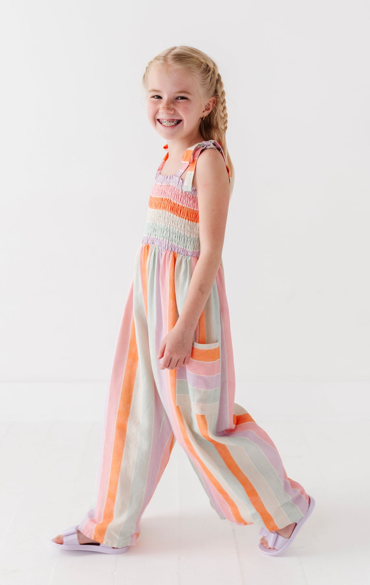 Sorbet Stripe | LINEN ROMPER