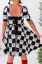 Checkered Bow | Scoop Back Dress