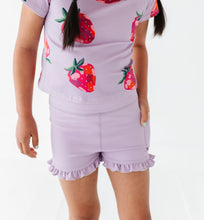 Load image into Gallery viewer, Very Violet | Ribbed Ruffle Yoga Shorts