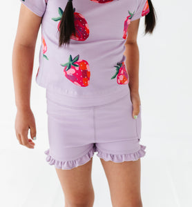 Very Violet | Ribbed Ruffle Yoga Shorts