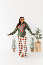 Load image into Gallery viewer, RED BOW (GREEN SHIRT) | Adult Long Sleeve Tee