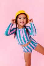 Cabanna Stripes | 1/4th ZIP RASHGUARD 2-PIECE