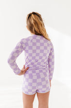 Load image into Gallery viewer, Violet Check: RASHGUARD ZIP-UP *SHIRT ONLY!*