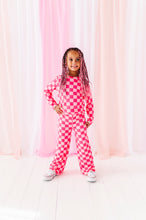 Load image into Gallery viewer, Hot Pink Check | Wide Leg Ribbed SET