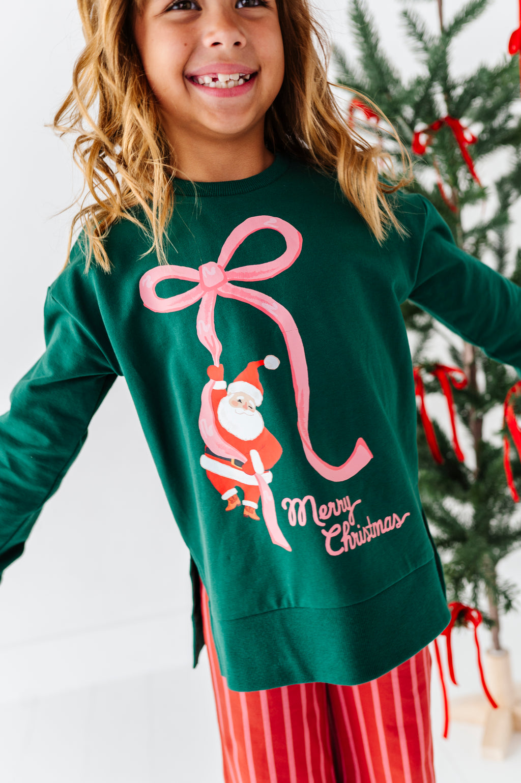 Santa's Pink Bow | Side Split Sweatshirt