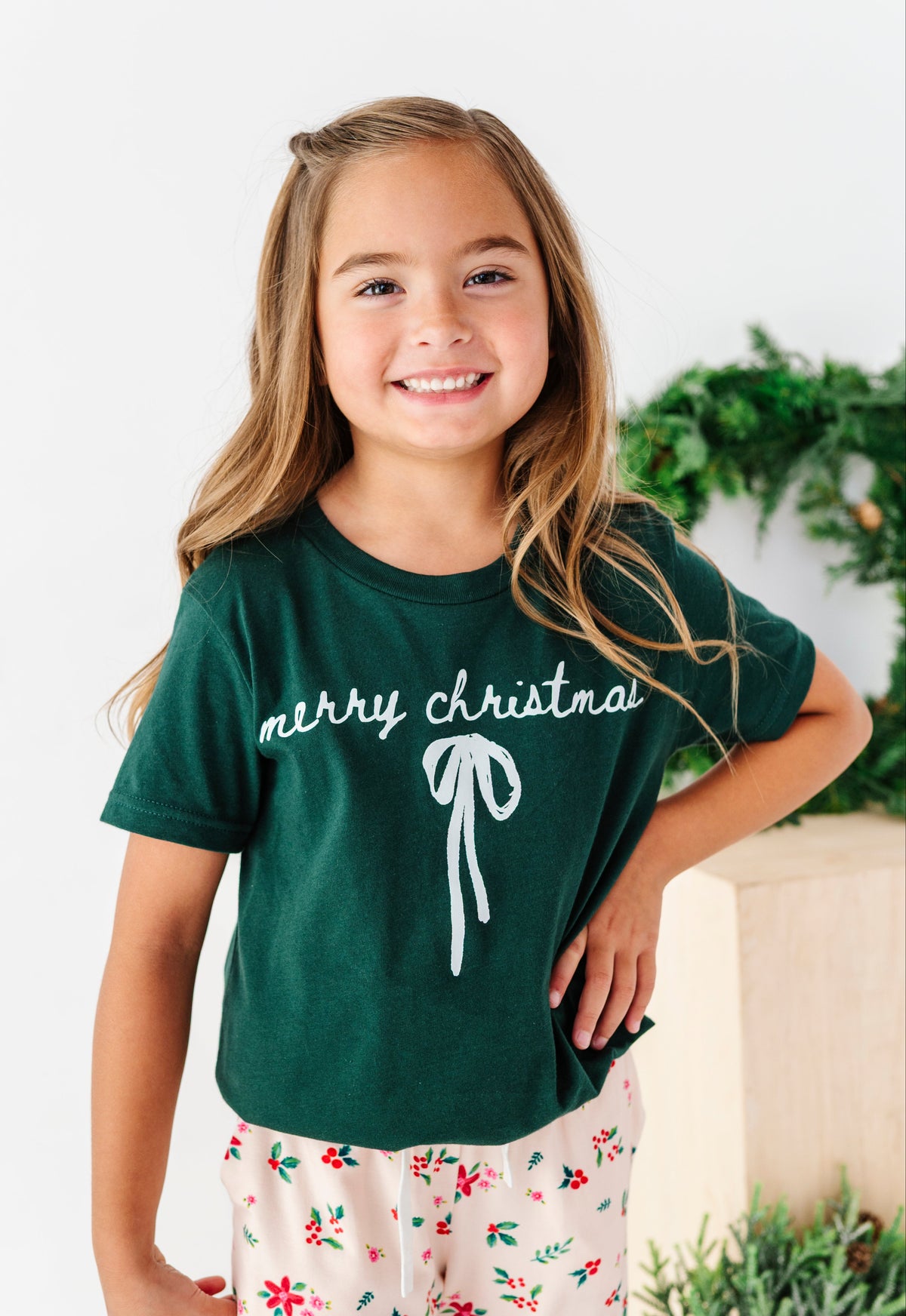 Merry Christmas Bow | (( GREEN )) YOUTH TEE