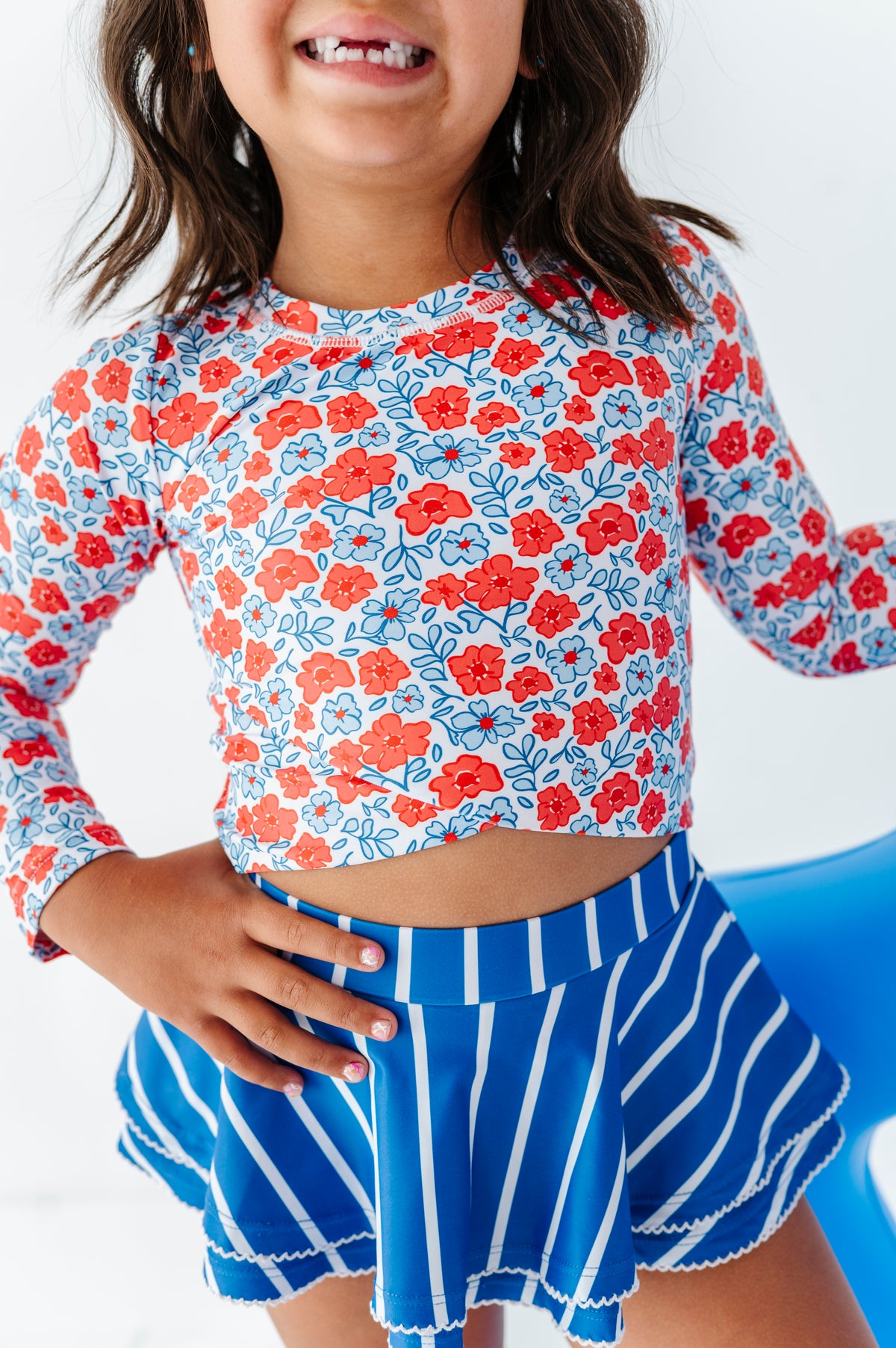 Ditsy 4th of July Floral | Rashguard Skirted 2-Piece