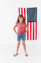 Load image into Gallery viewer, RED ‘USA’ Check | Girls Tie-Front Shirt