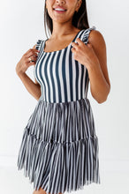 Load image into Gallery viewer, Midnight Stripe | ADULT Ruffle Mesh Dress