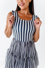 Load image into Gallery viewer, Midnight Stripe | ADULT Ruffle Mesh Dress