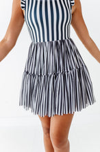 Load image into Gallery viewer, Midnight Stripe | ADULT Ruffle Mesh Dress
