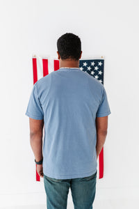 Adult Unisex NAVY ‘USA’ Check Tee