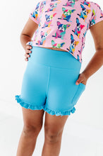 Load image into Gallery viewer, Blue Tide | Ruffle RIB Biker Shorts