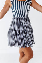 Load image into Gallery viewer, Midnight Stripe | ADULT Ruffle Mesh Dress