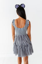 Midnight Stripe | ADULT Ruffle Mesh Dress