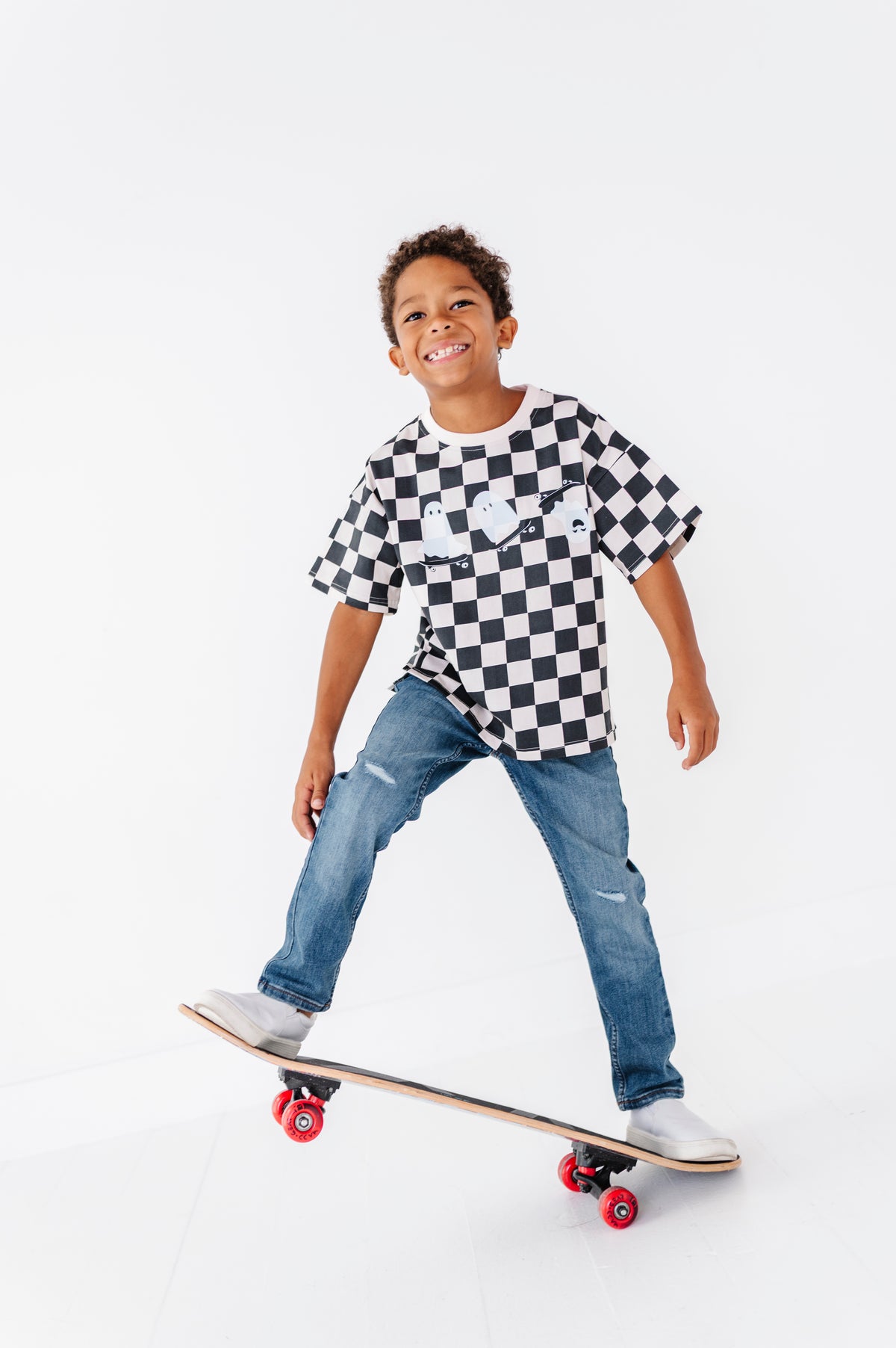 Skateboard Ghost | Checkered Boxy Tee
