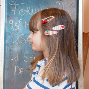 Stripy Cherry Clips (2 pack)