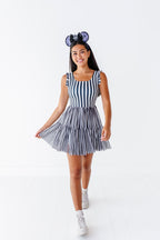 Midnight Stripe | ADULT Ruffle Mesh Dress