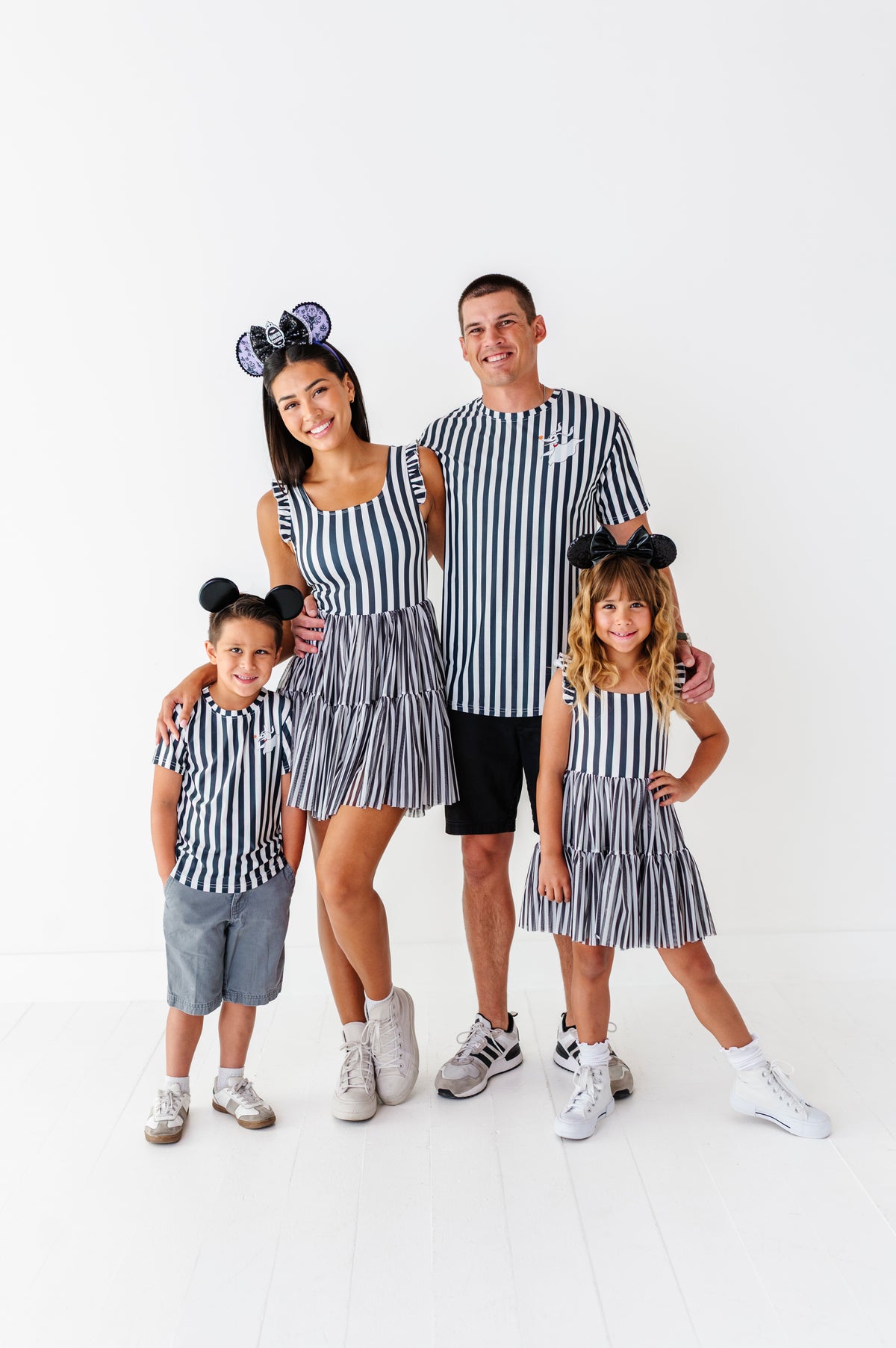 Midnight Stripe | ADULT Ruffle Mesh Dress