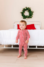 Load image into Gallery viewer, Red Stripes | ZIP ROMPER