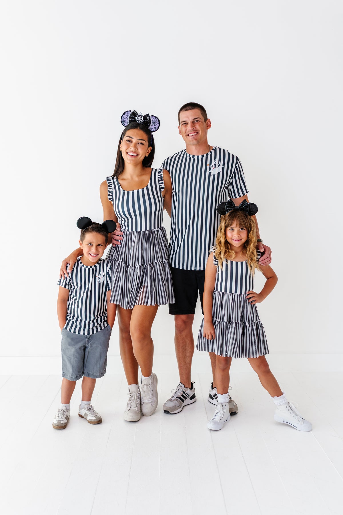 Midnight Stripe | ADULT Ruffle Mesh Dress