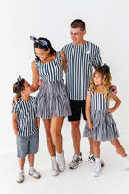 Midnight Stripe | ADULT Ruffle Mesh Dress