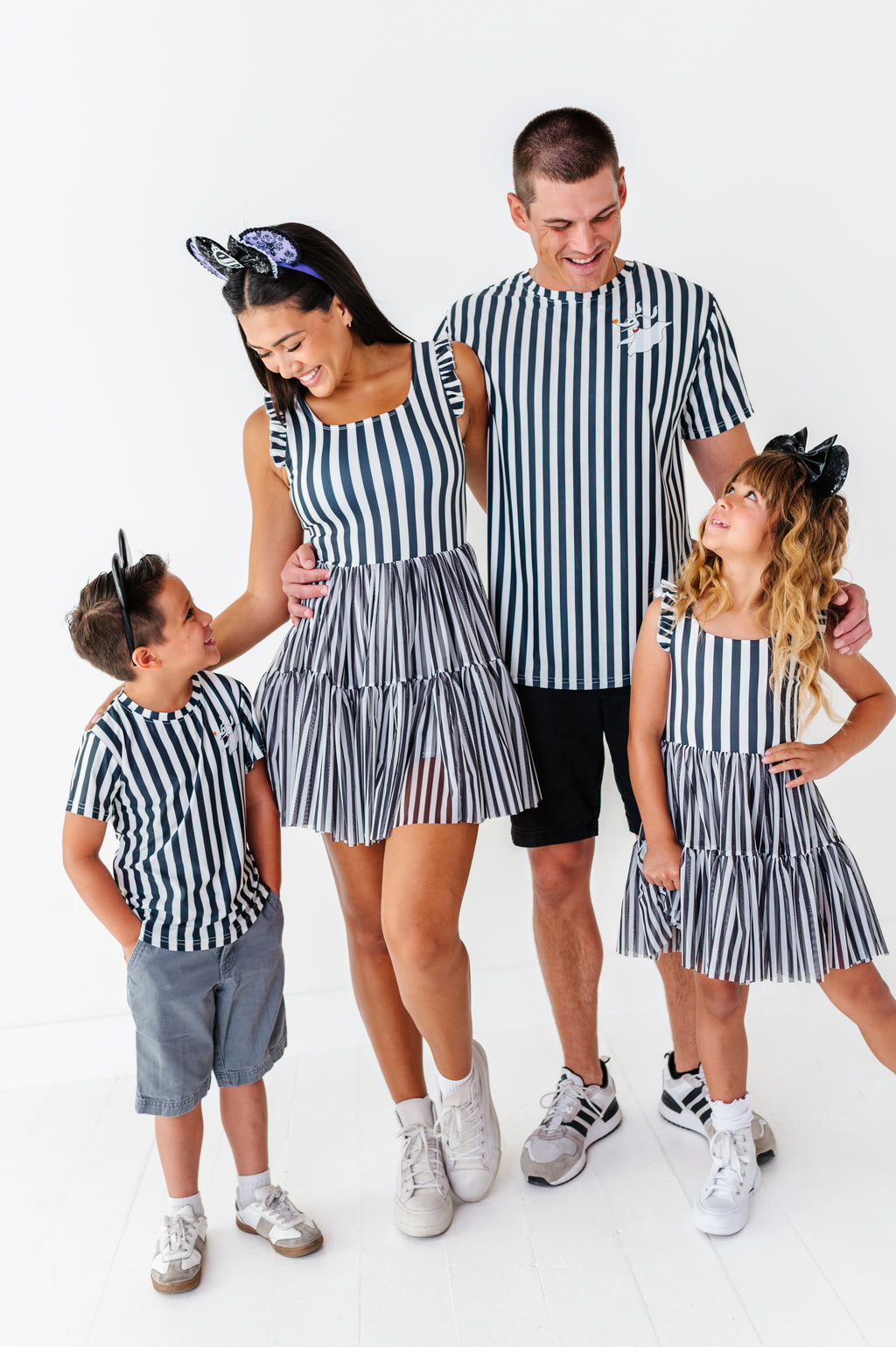 Midnight Stripe | ADULT Ruffle Mesh Dress